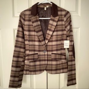 Nordstrom Frenchi Vintage Blazer Brown Plaid Small NWT